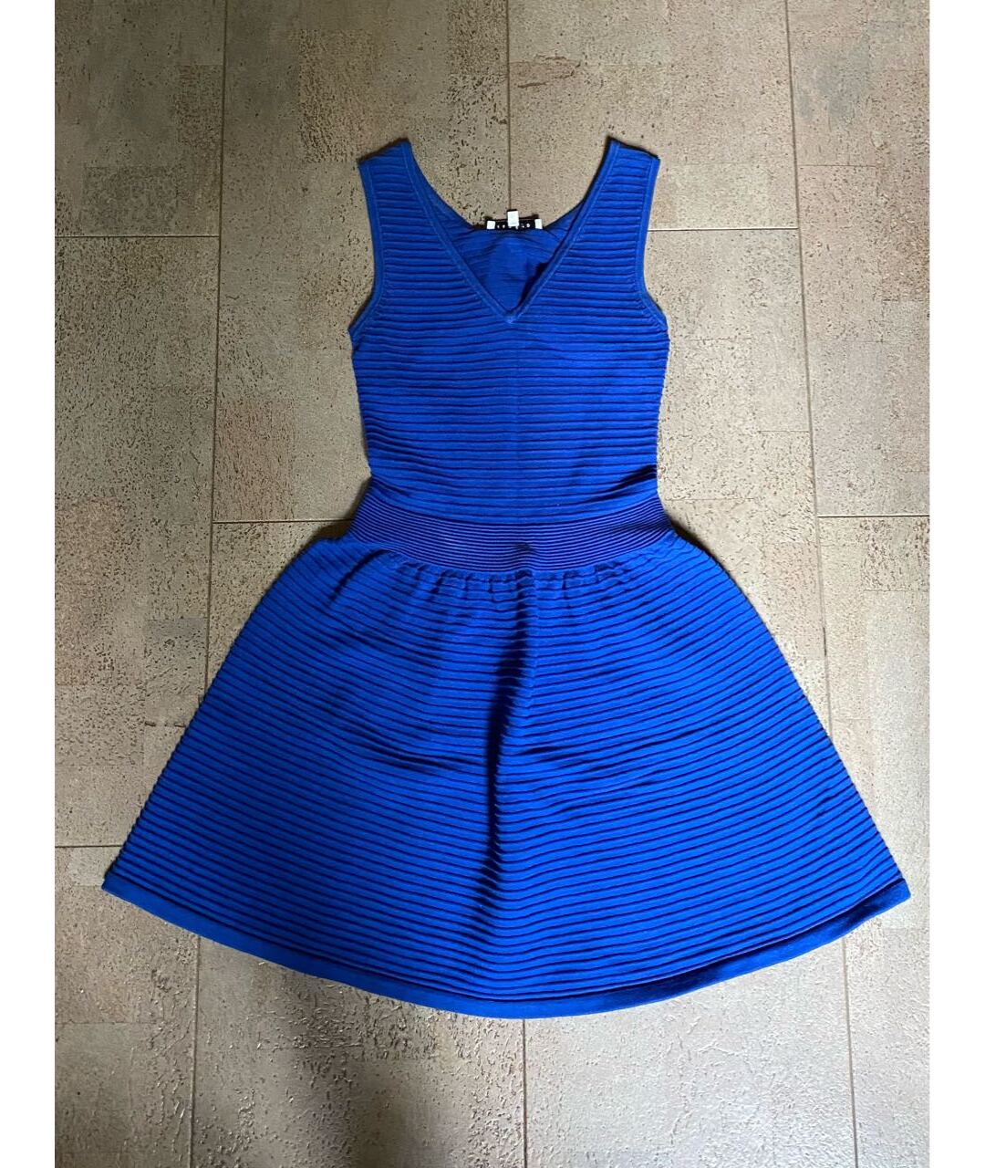 SANDRO Синее хлопко-эластановое платье, фото 9