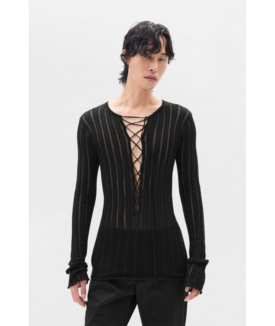 ANN DEMEULEMEESTER Черный хлопковый джемпер / свитер, фото 2