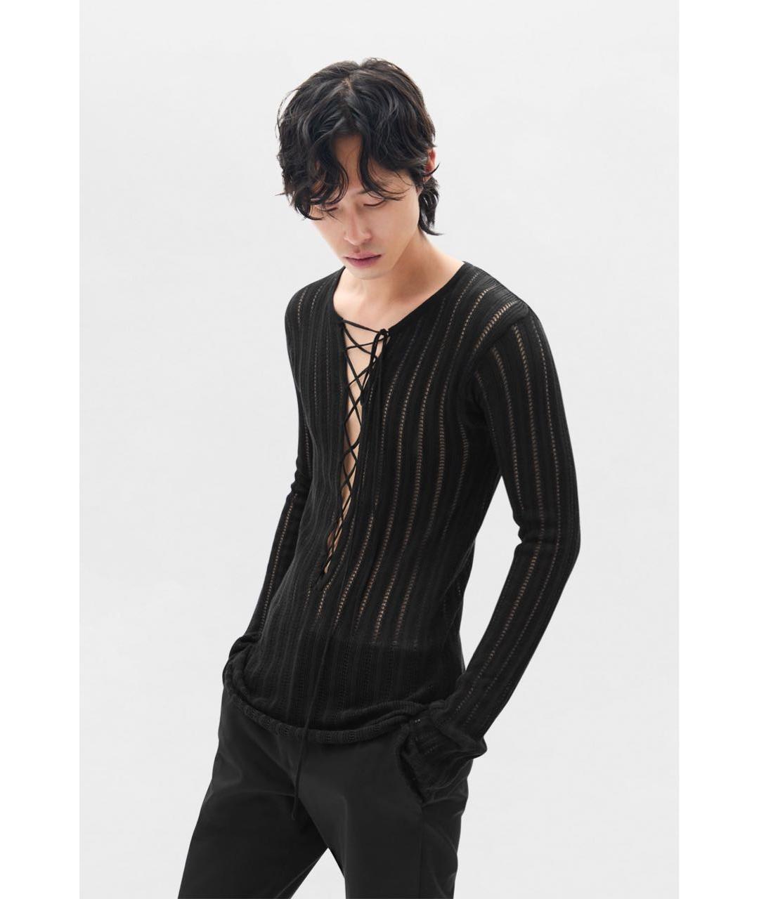 ANN DEMEULEMEESTER Черный хлопковый джемпер / свитер, фото 4