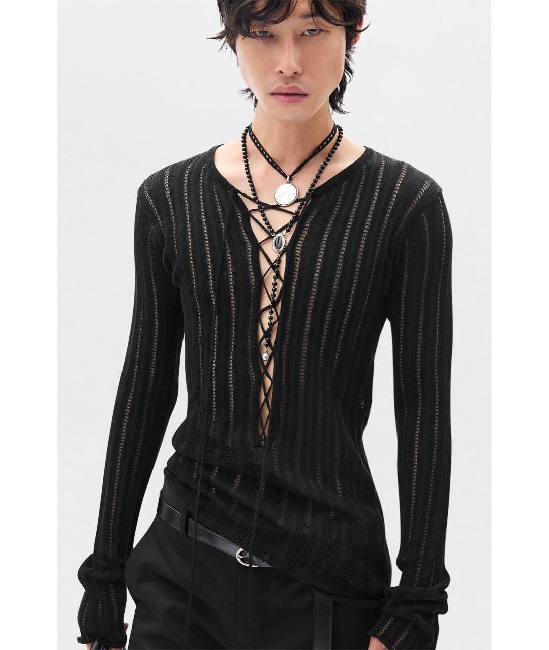 ANN DEMEULEMEESTER Черный хлопковый джемпер / свитер, фото 6