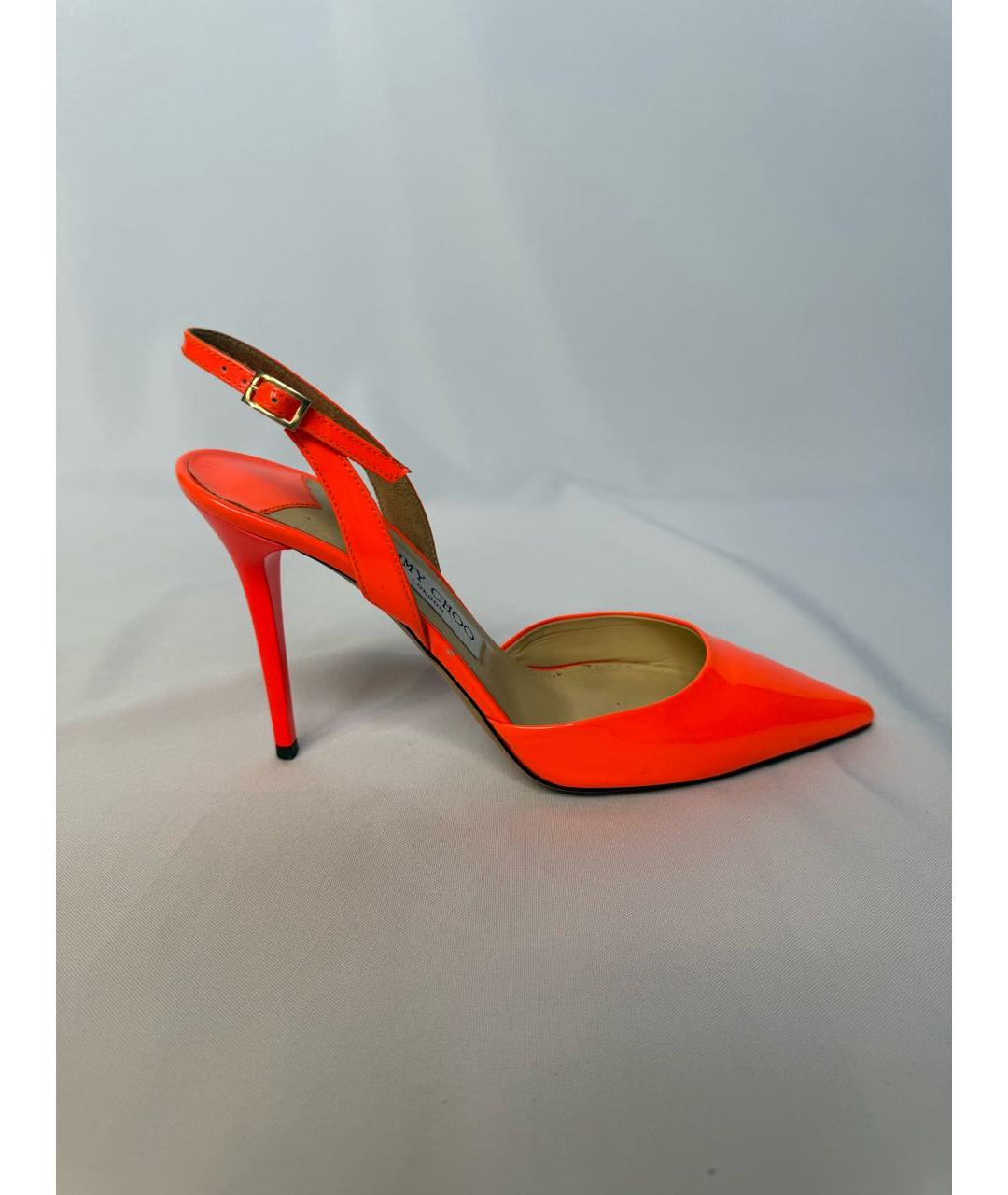 JIMMY CHOO Оранжевое босоножки из лакированной кожи, фото 5