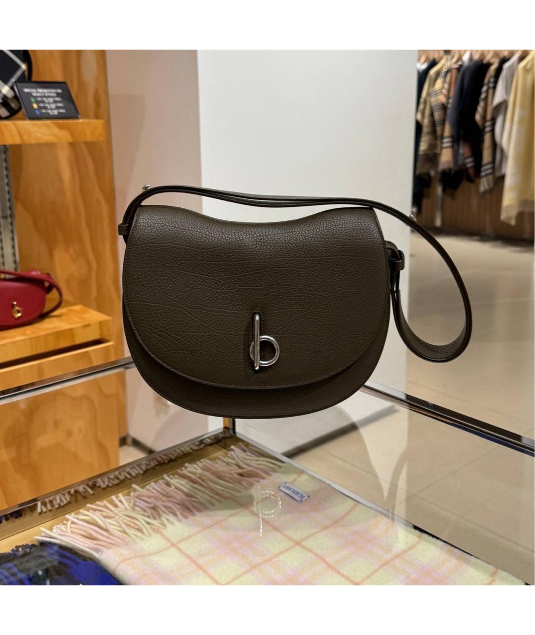 BURBERRY Хаки кожаная сумка через плечо, фото 2