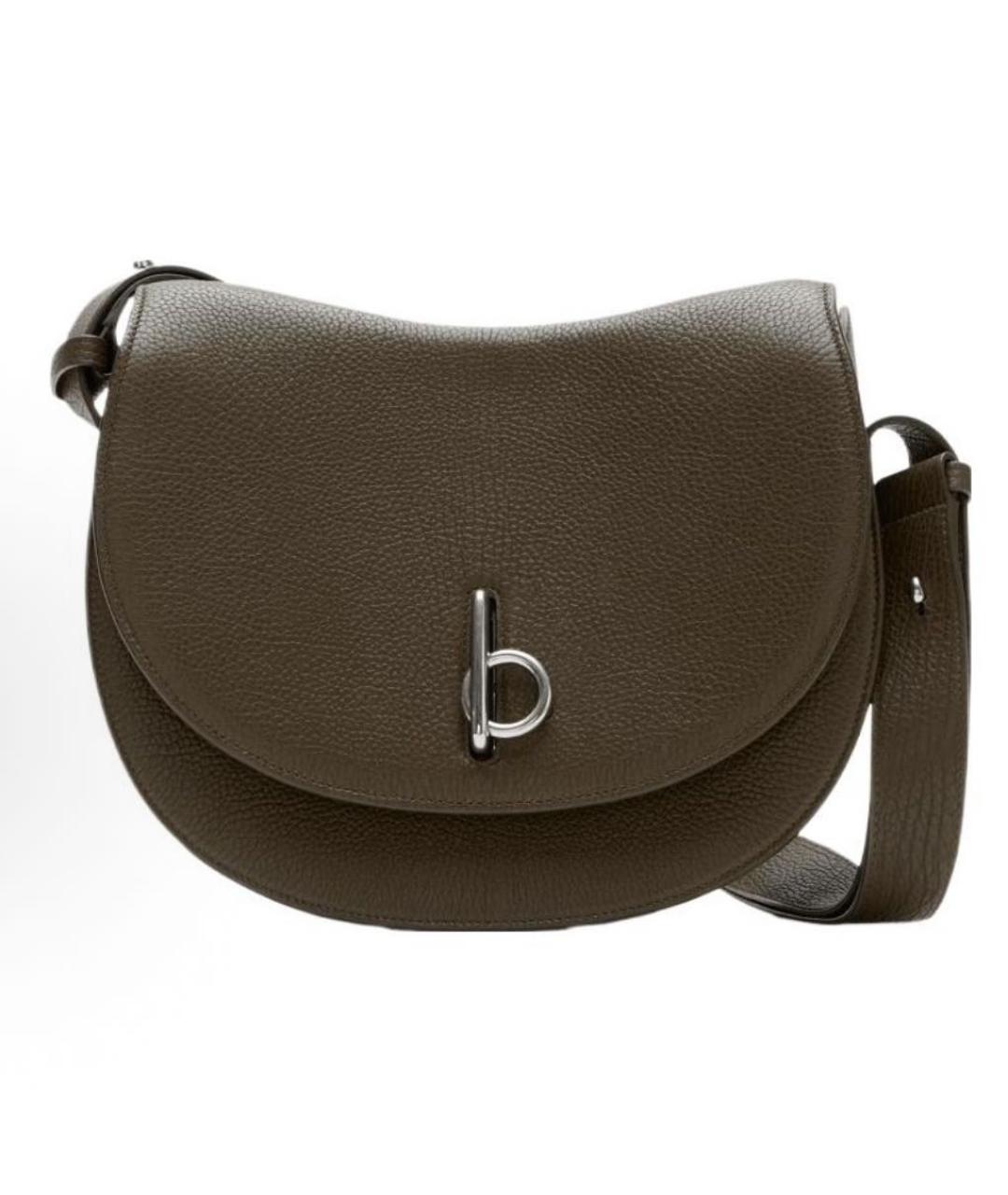BURBERRY Хаки кожаная сумка через плечо, фото 4