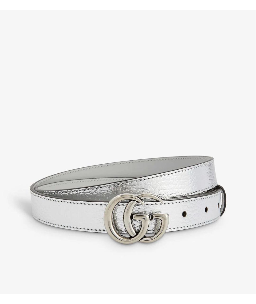 GUCCI Серебрянный кожаный ремень, фото 6