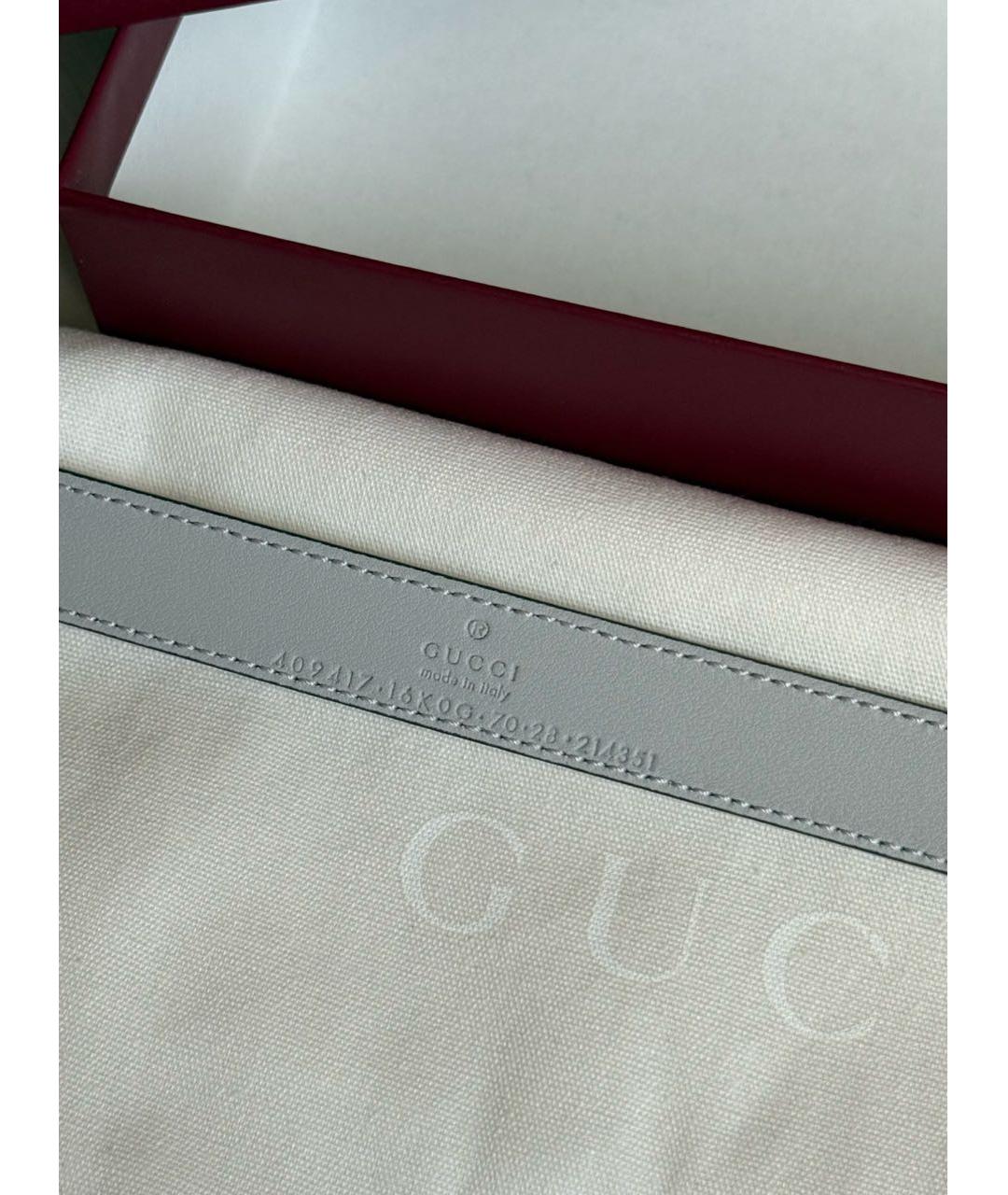 GUCCI Серебрянный кожаный ремень, фото 4
