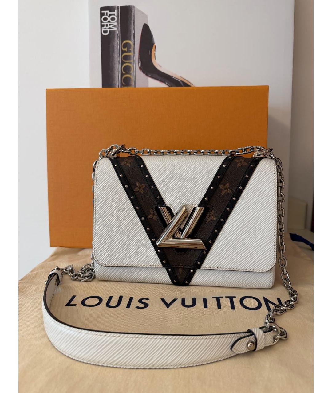 LOUIS VUITTON Белая кожаная сумка через плечо, фото 9