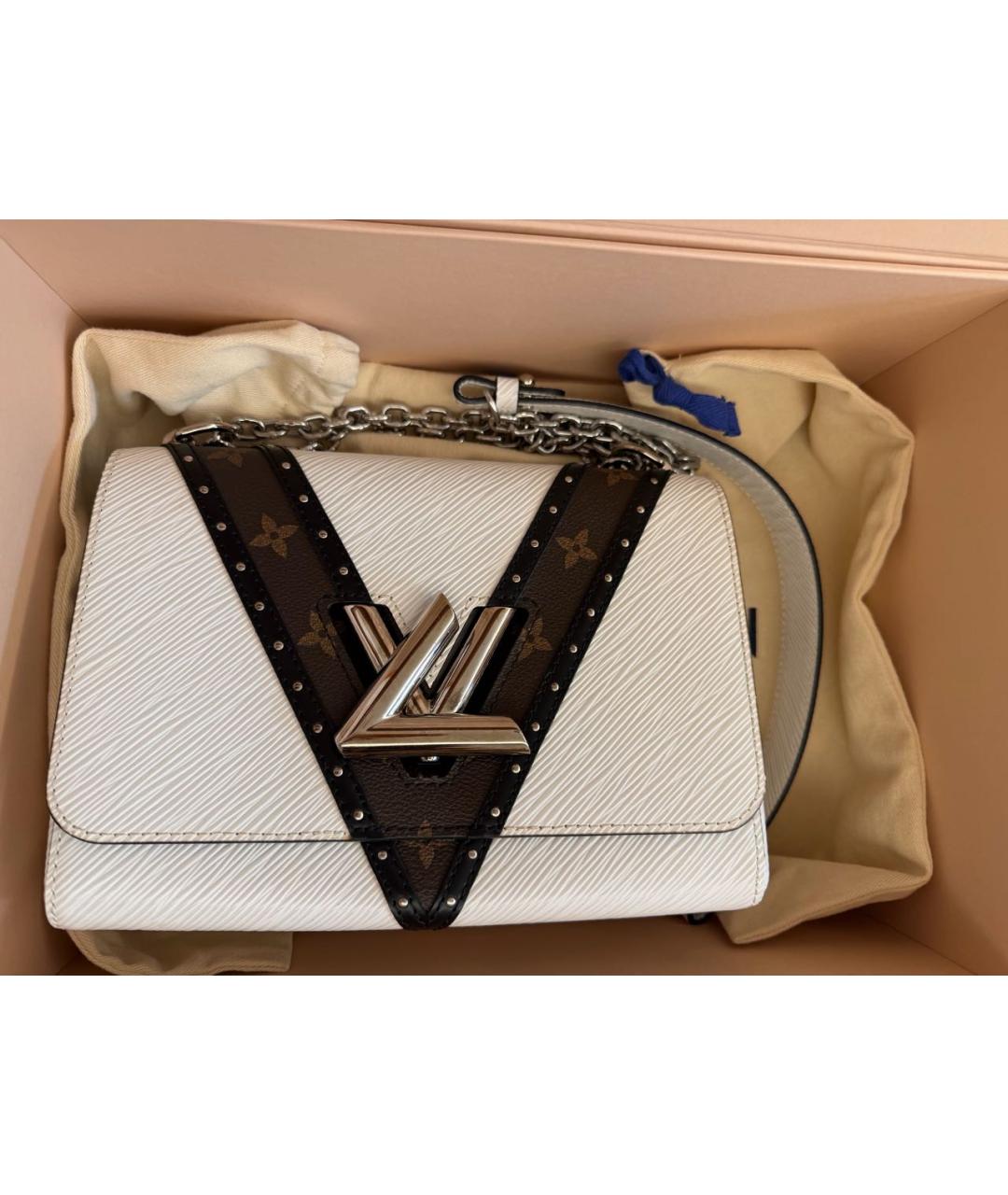 LOUIS VUITTON Белая кожаная сумка через плечо, фото 8