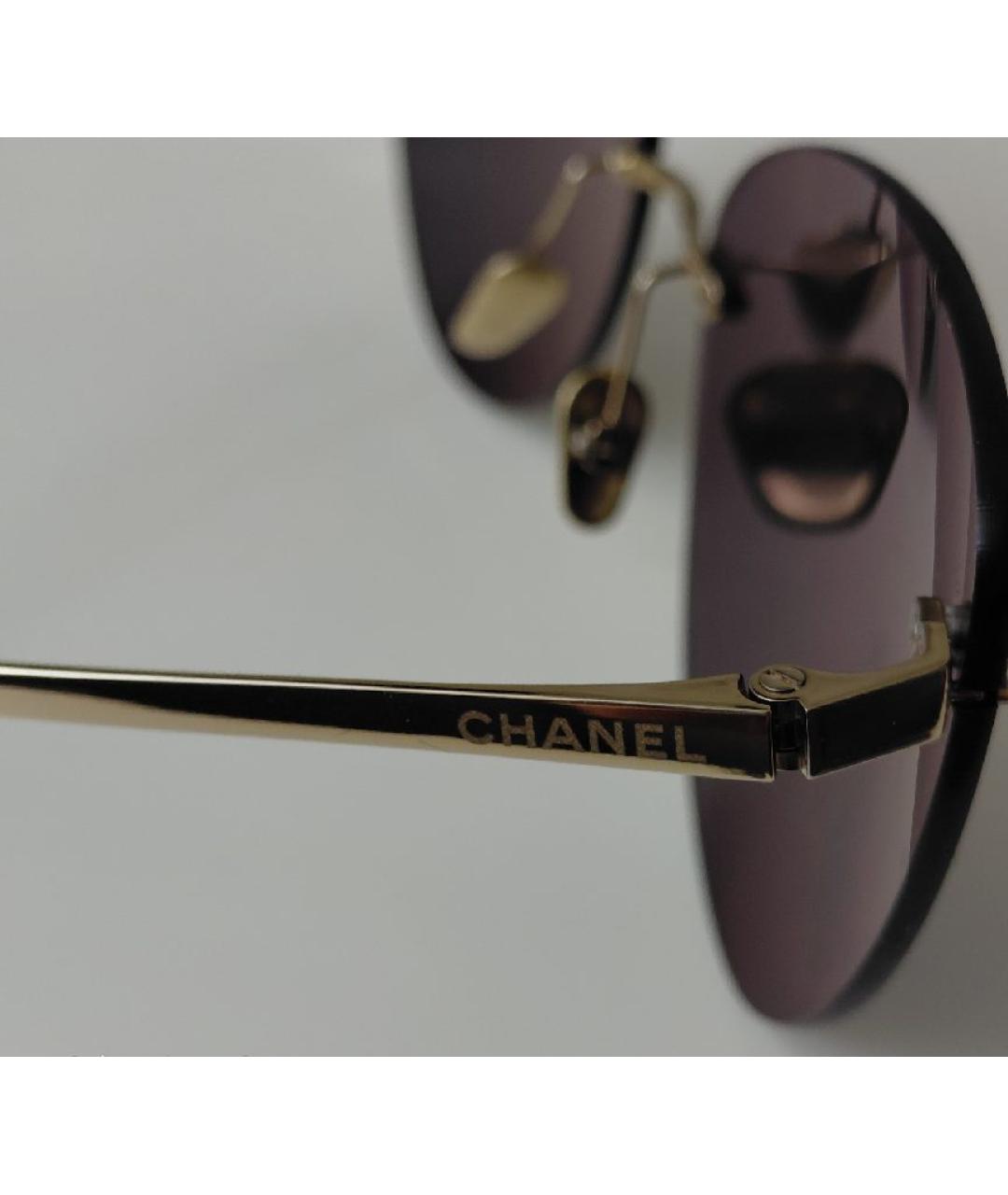 CHANEL Золотые металлические солнцезащитные очки, фото 3