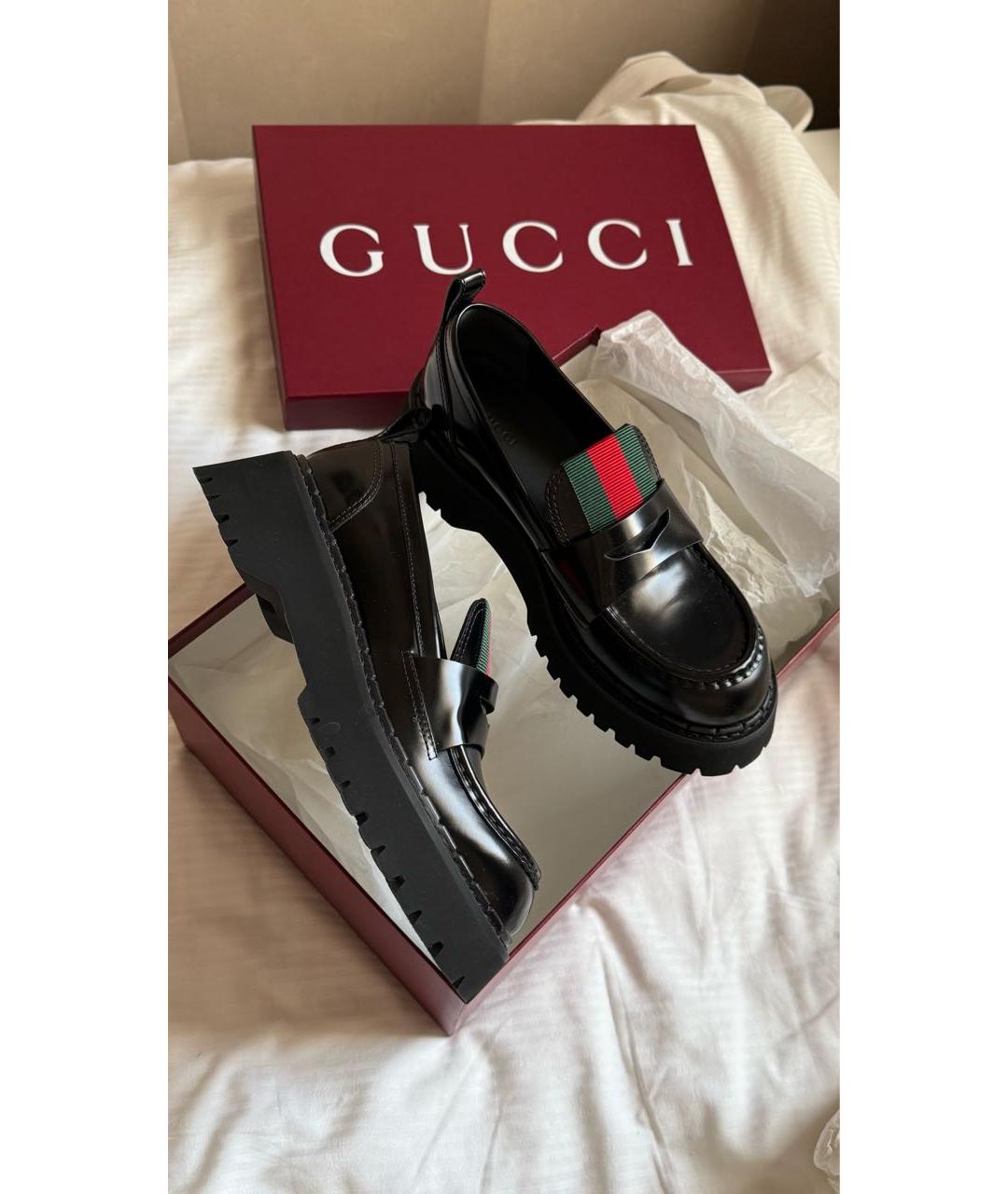GUCCI Черные кожаные лоферы, фото 3