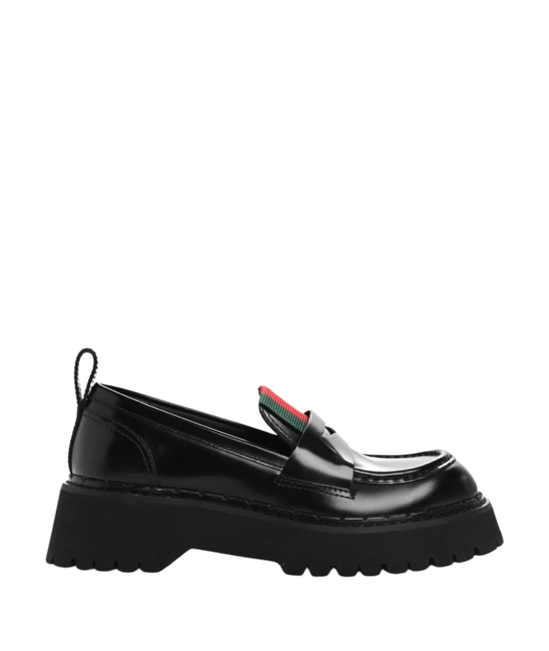 GUCCI Черные кожаные лоферы, фото 1