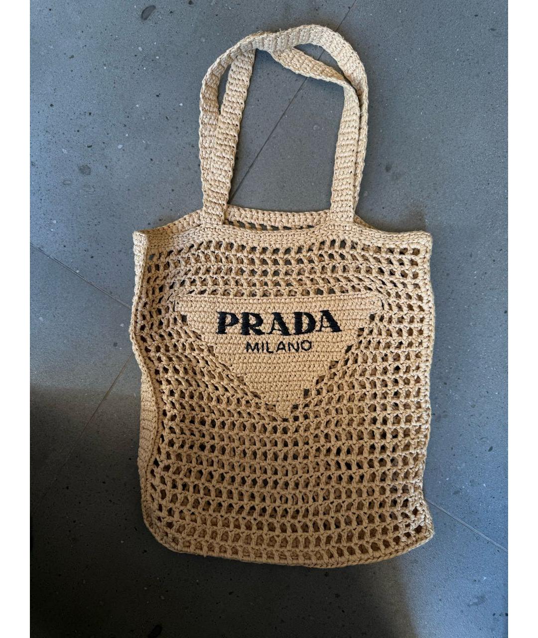PRADA Бежевая пелетеная пляжная сумка, фото 8