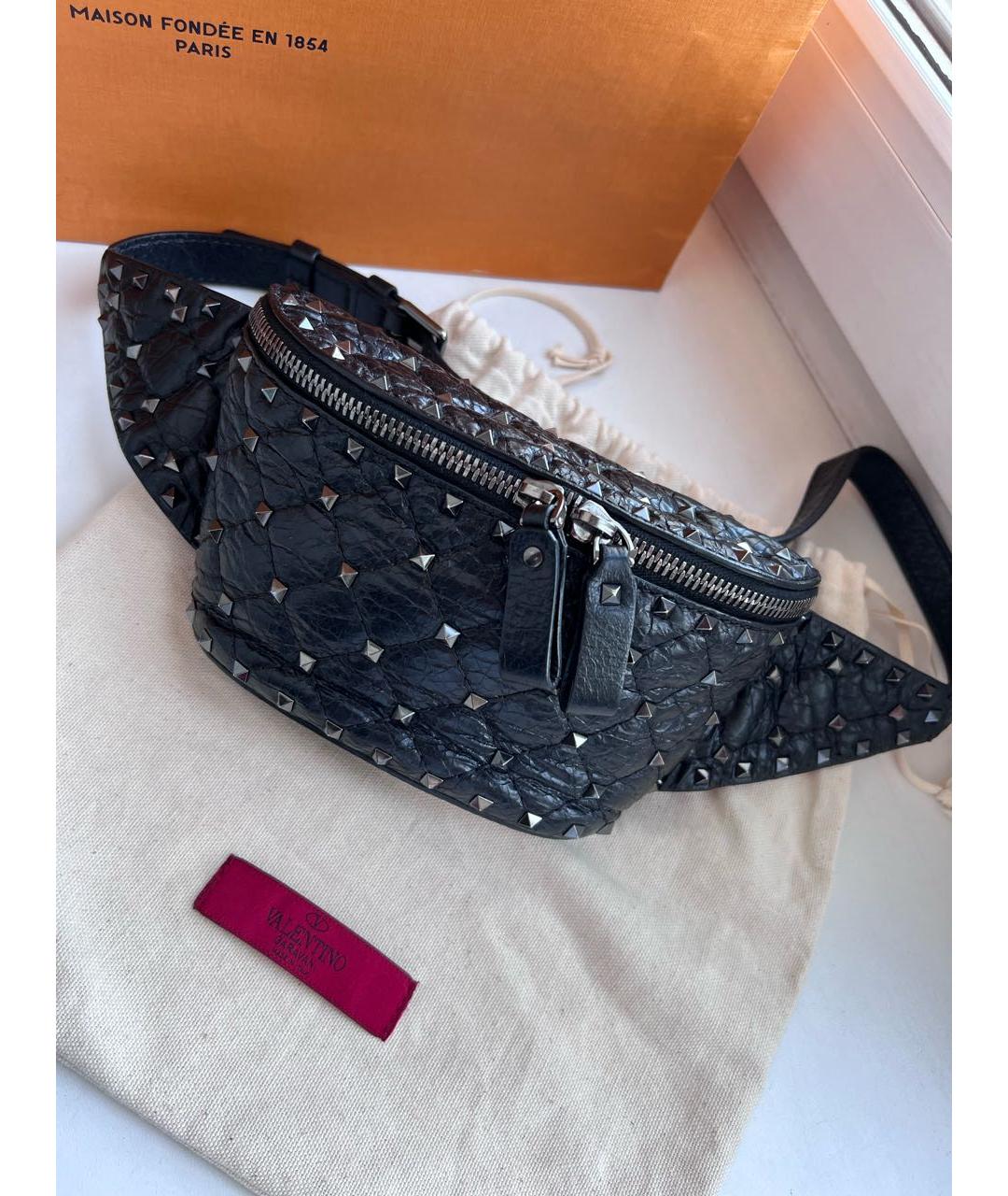 VALENTINO Черная кожаная поясная сумка, фото 5