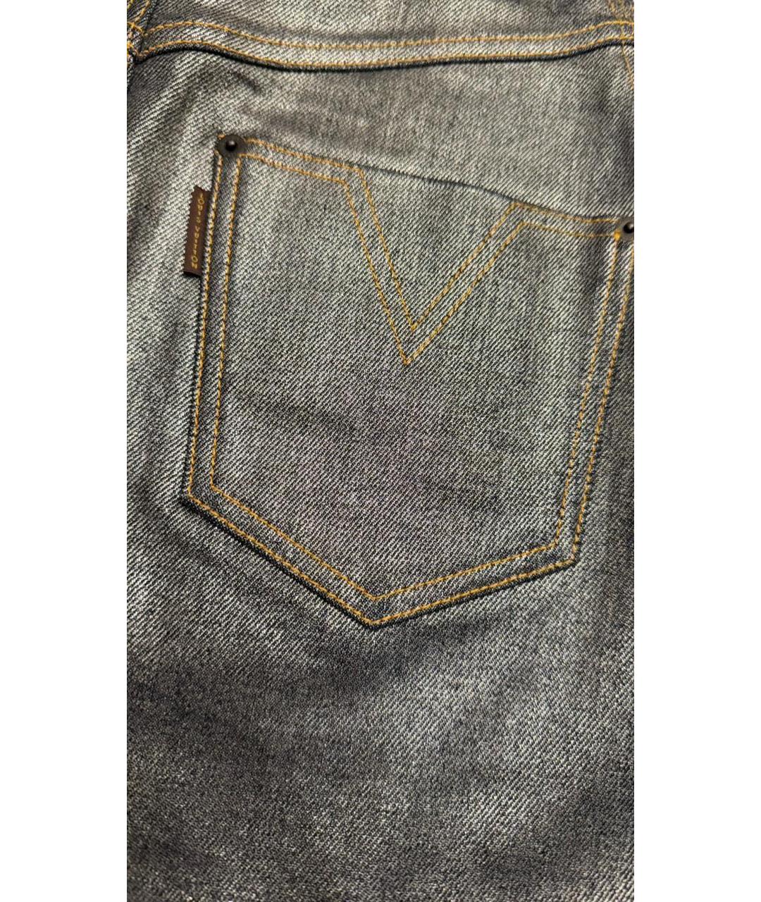 LOUIS VUITTON Серая деним юбка мини, фото 3
