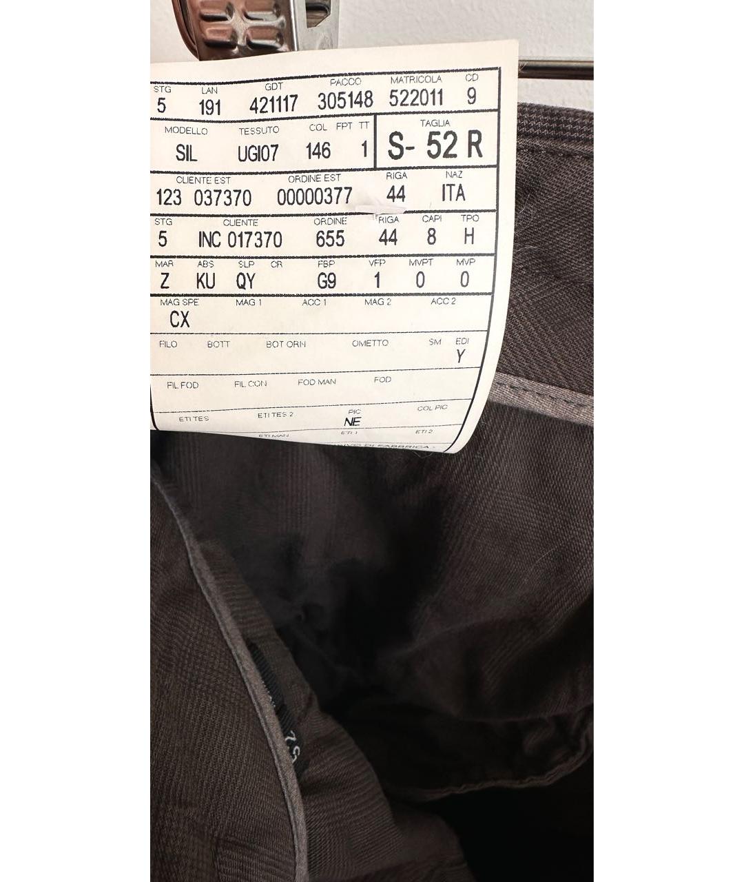 ZEGNA Коричневые хлопко-эластановые брюки чинос, фото 5
