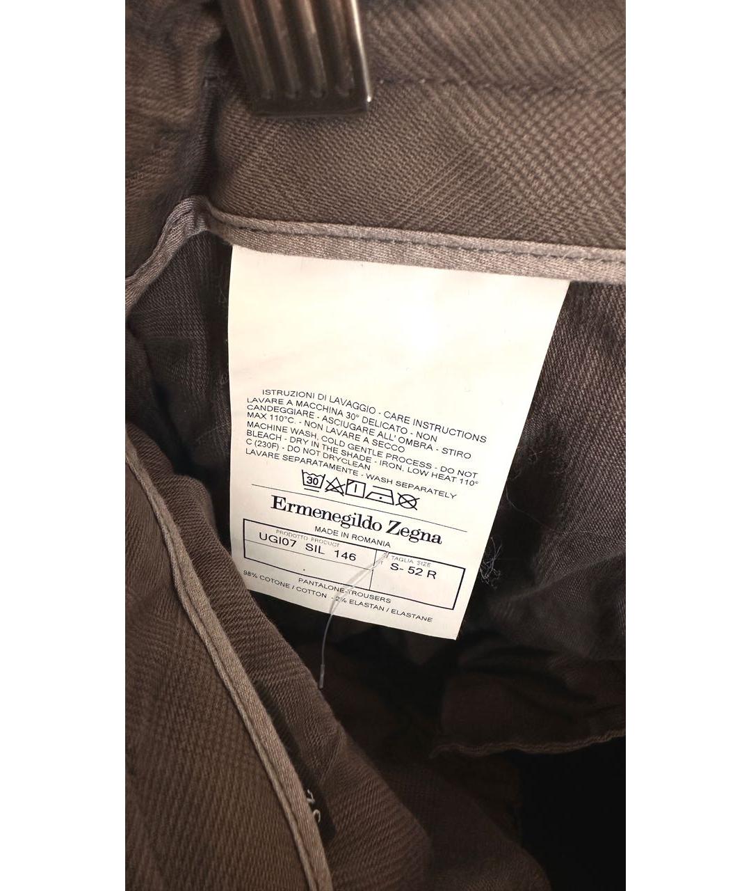 ZEGNA Коричневые хлопко-эластановые брюки чинос, фото 6