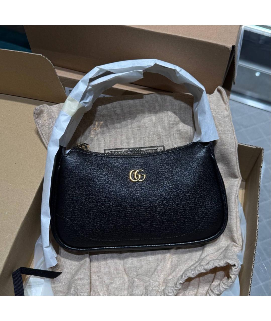 GUCCI Черная кожаная сумка через плечо, фото 2