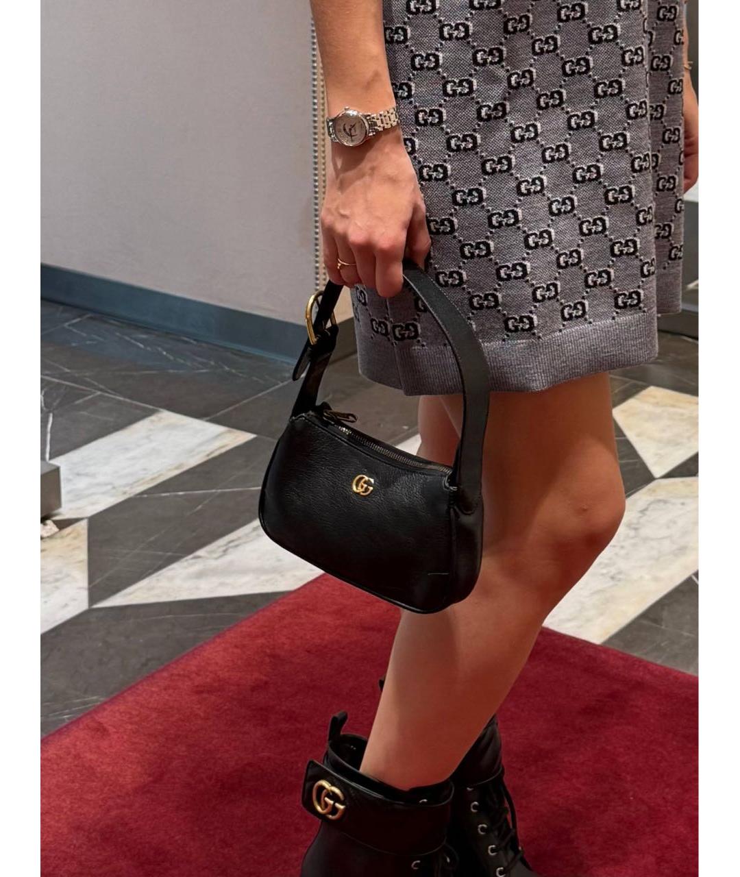 GUCCI Черная кожаная сумка через плечо, фото 3