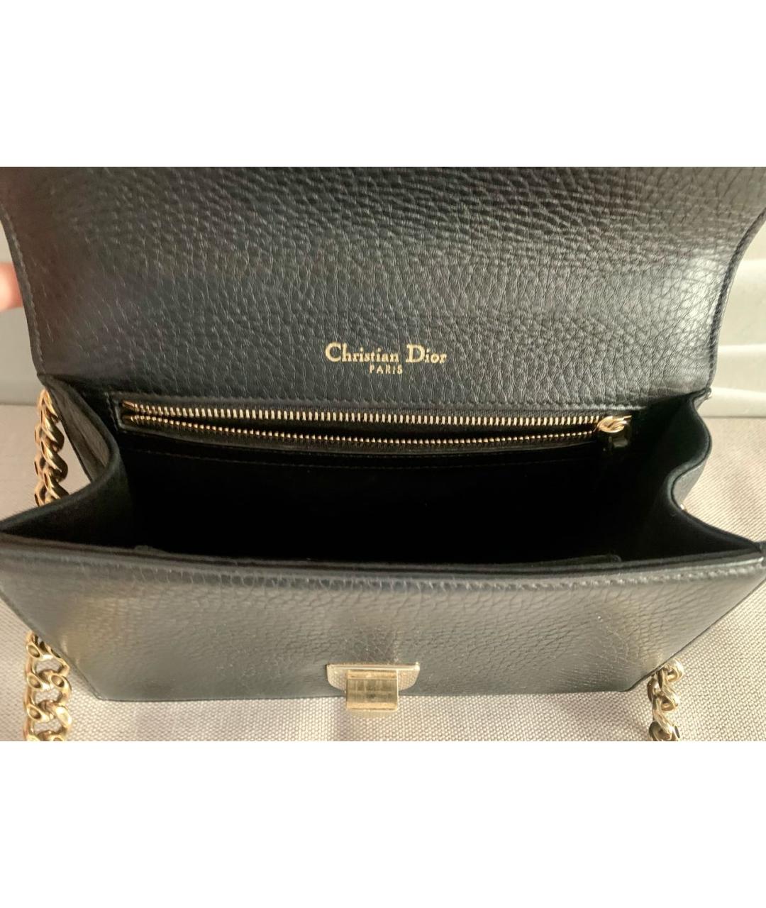 CHRISTIAN DIOR Черная кожаная сумка через плечо, фото 4