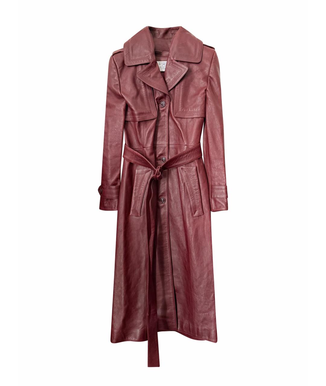 VETEMENTS Бордовое кожаное пальто, фото 1