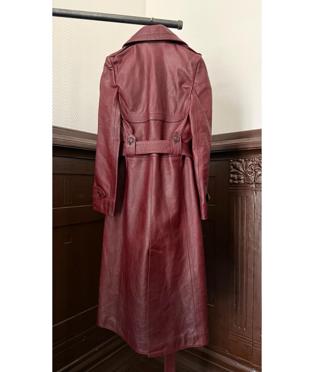 VETEMENTS Бордовое кожаное пальто, фото 2