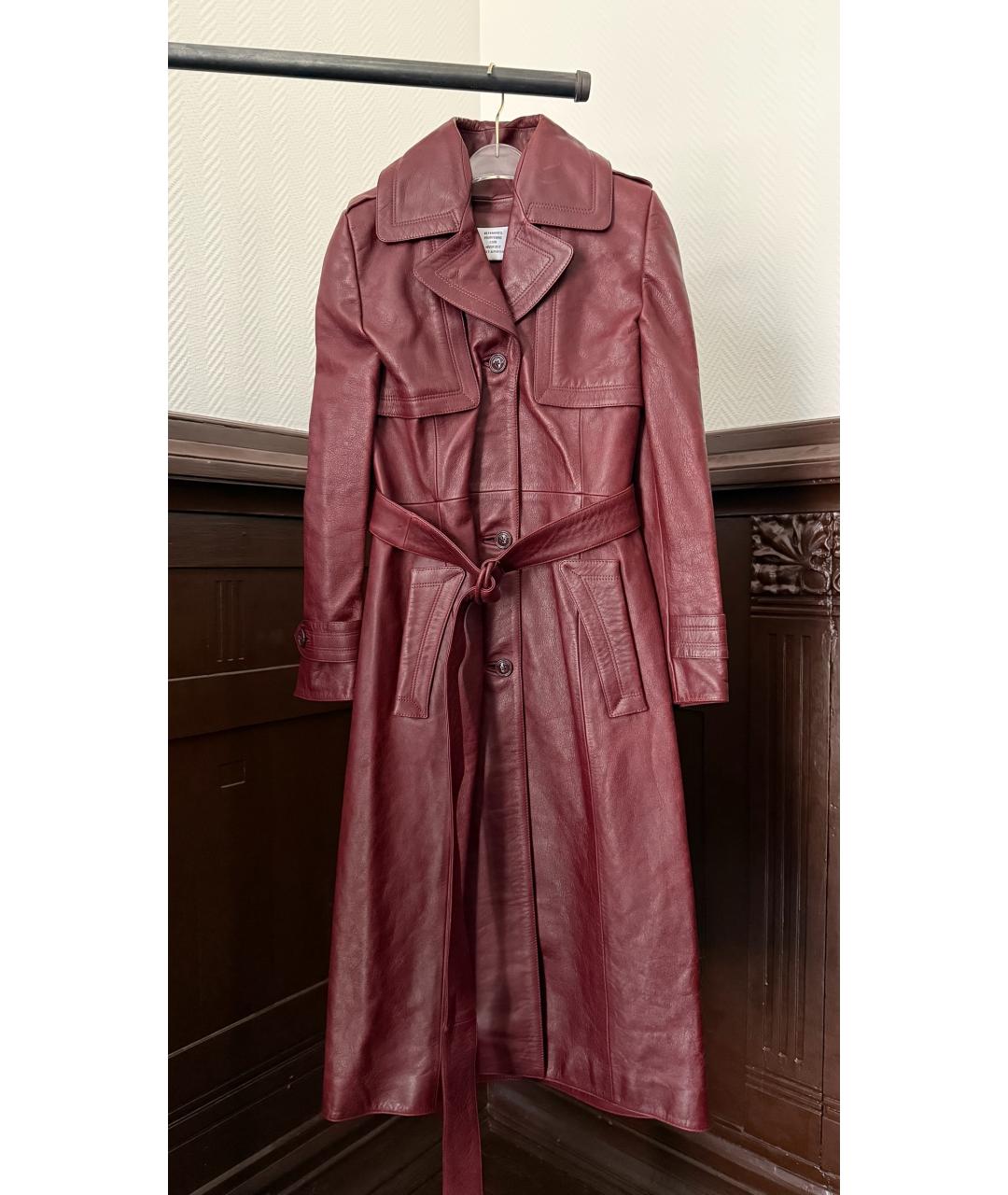 VETEMENTS Бордовое кожаное пальто, фото 7