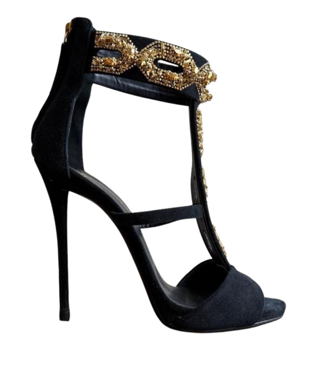 GIUSEPPE ZANOTTI DESIGN Черные замшевые босоножки, фото 1