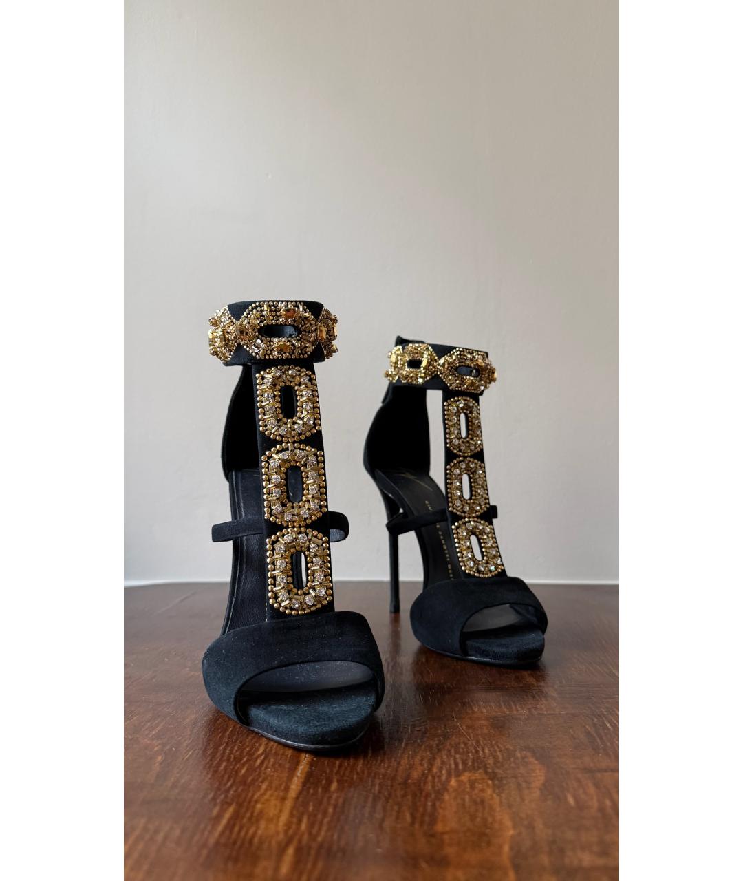 GIUSEPPE ZANOTTI DESIGN Черные замшевые босоножки, фото 2