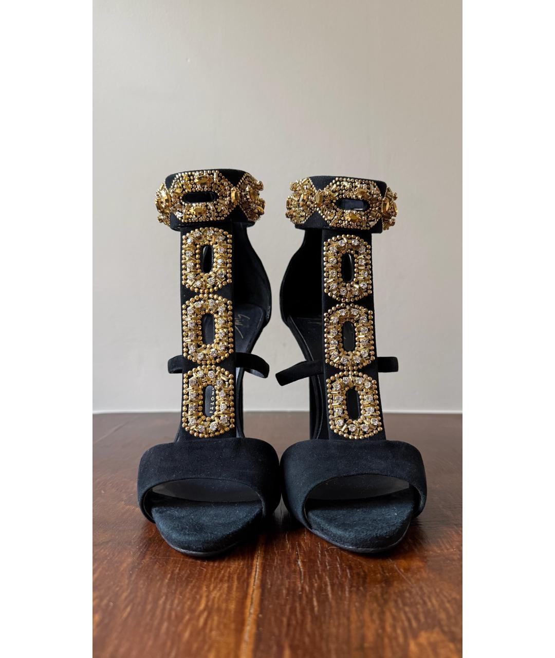 GIUSEPPE ZANOTTI DESIGN Черные замшевые босоножки, фото 3