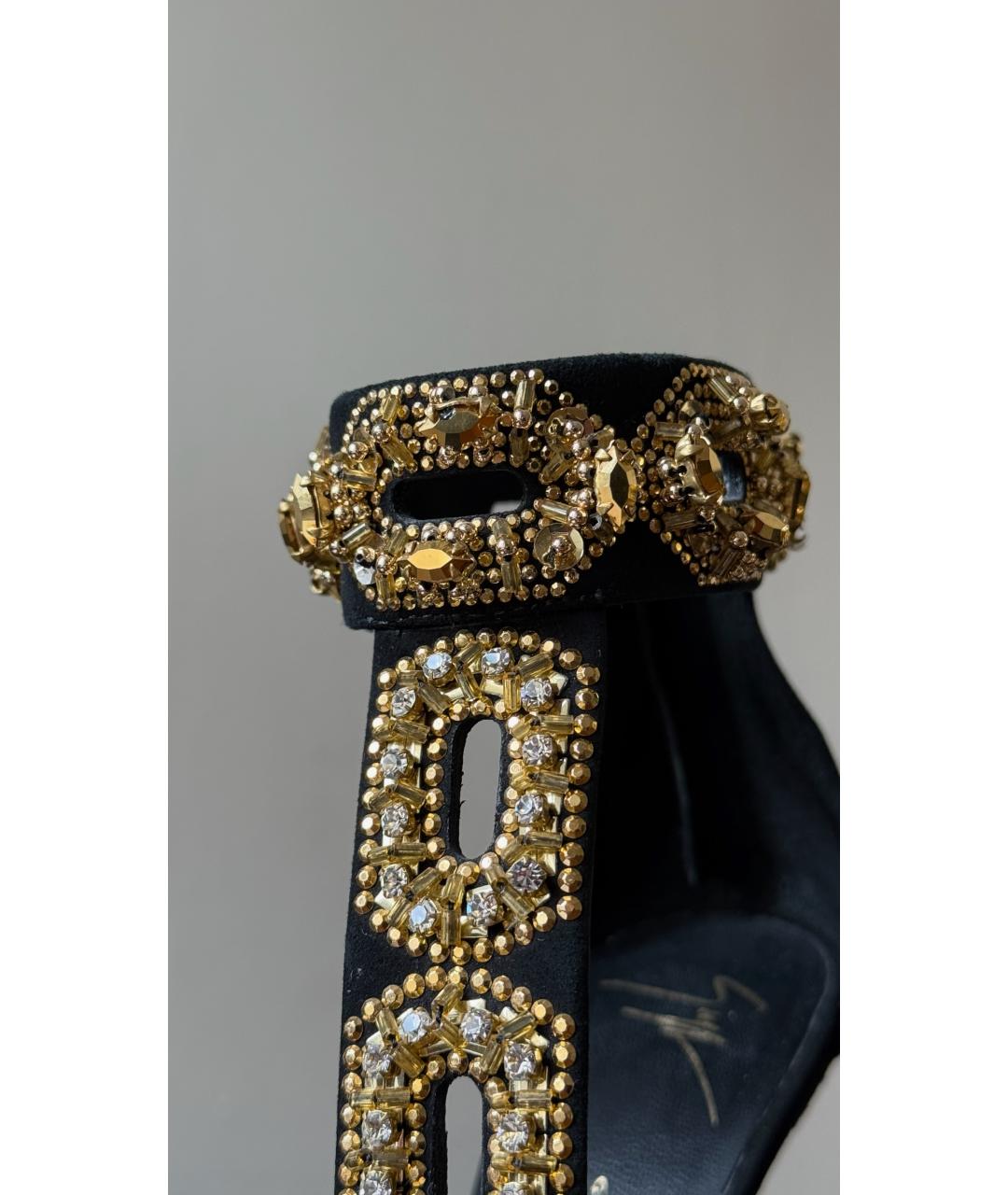 GIUSEPPE ZANOTTI DESIGN Черные замшевые босоножки, фото 7