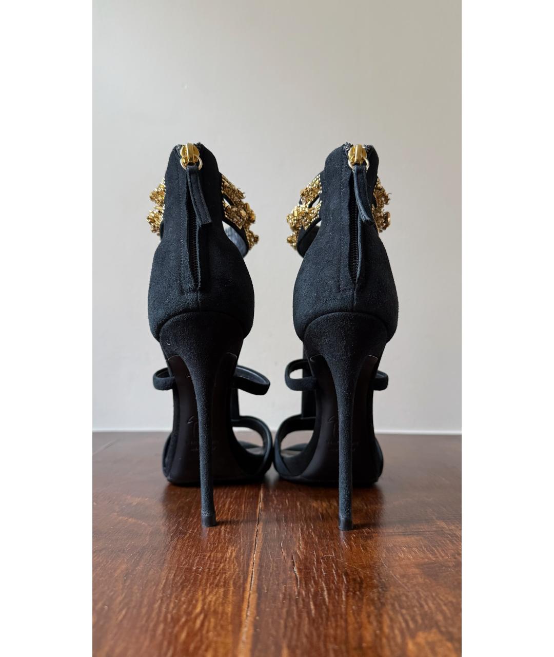 GIUSEPPE ZANOTTI DESIGN Черные замшевые босоножки, фото 4