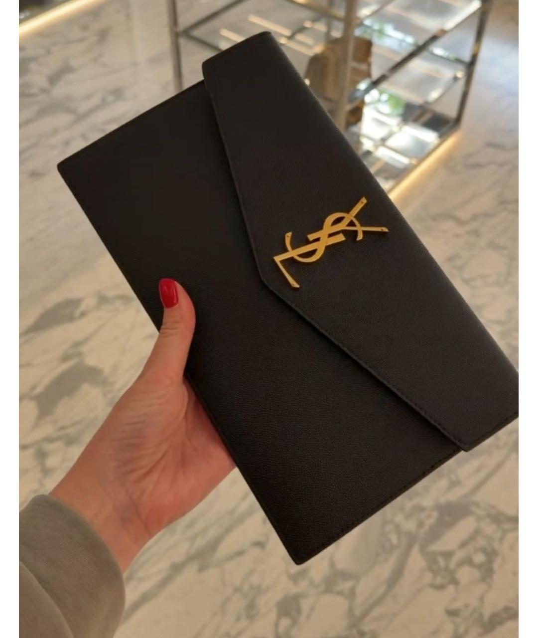 SAINT LAURENT Черный кожаный кошелек, фото 5