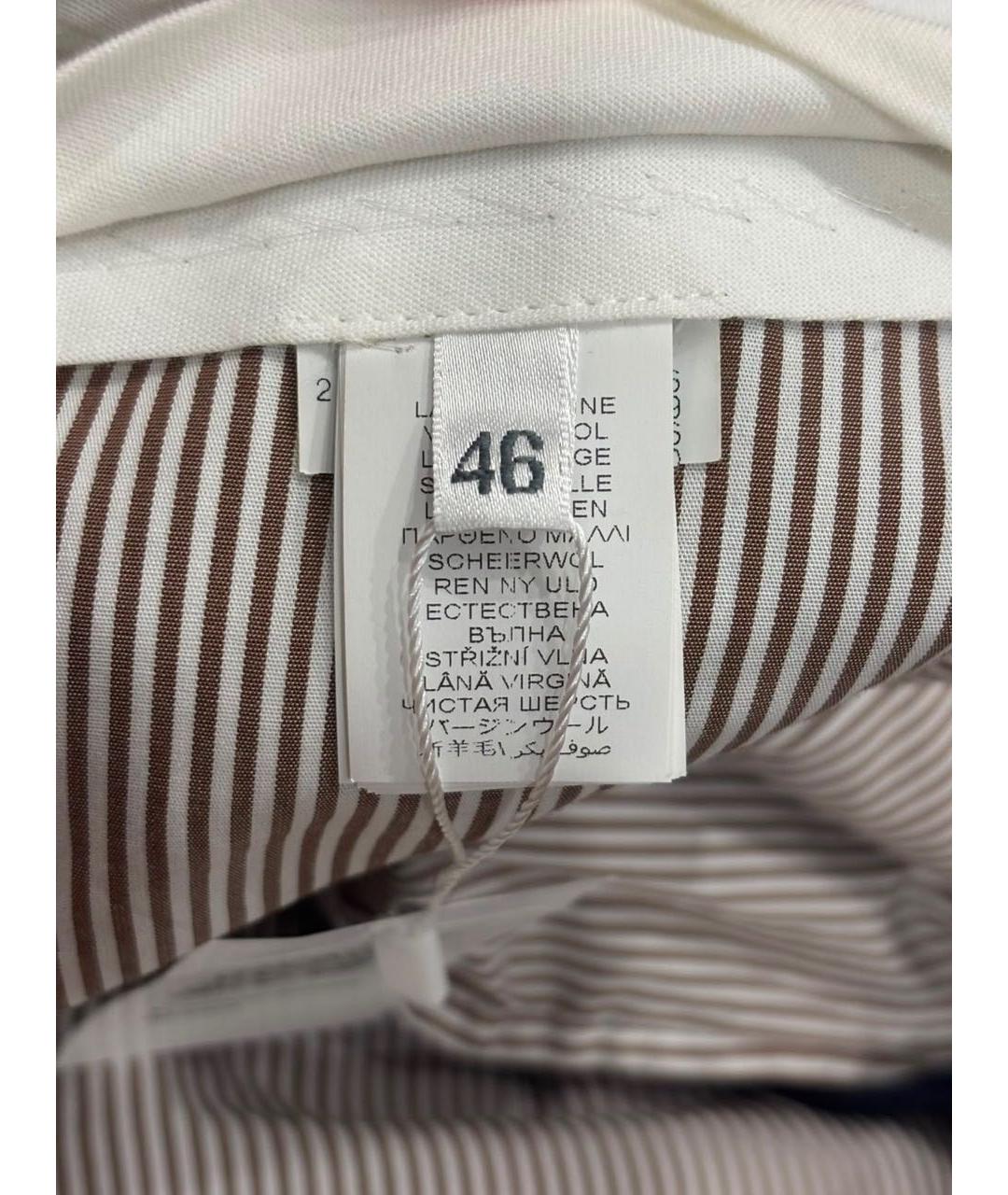 BRUNELLO CUCINELLI Темно-синие шерстяные классические брюки, фото 6