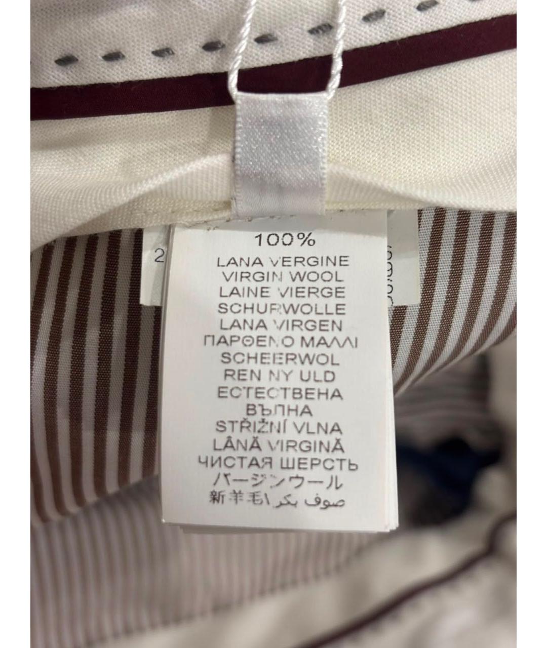 BRUNELLO CUCINELLI Темно-синие шерстяные классические брюки, фото 5