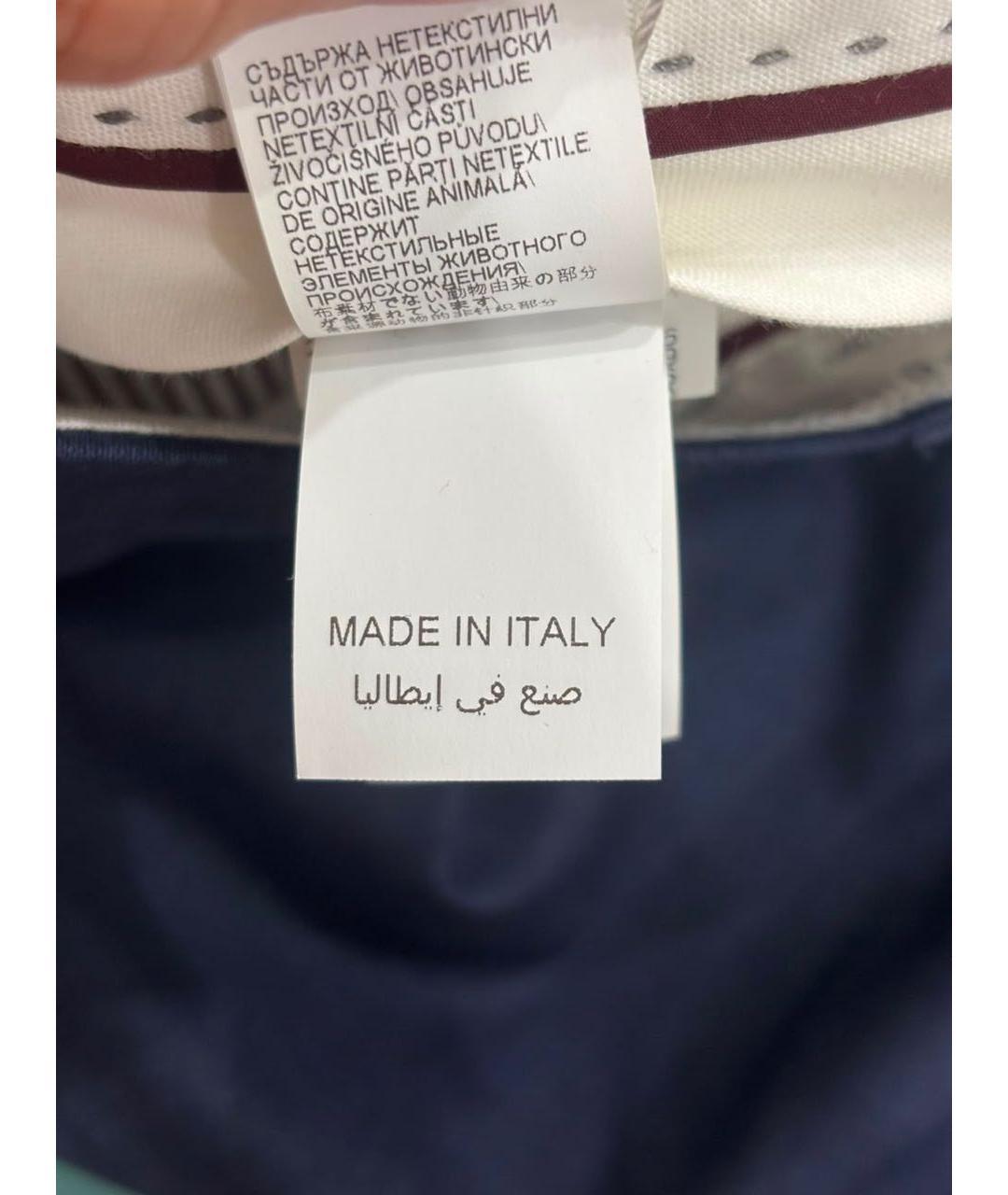 BRUNELLO CUCINELLI Темно-синие шерстяные классические брюки, фото 7