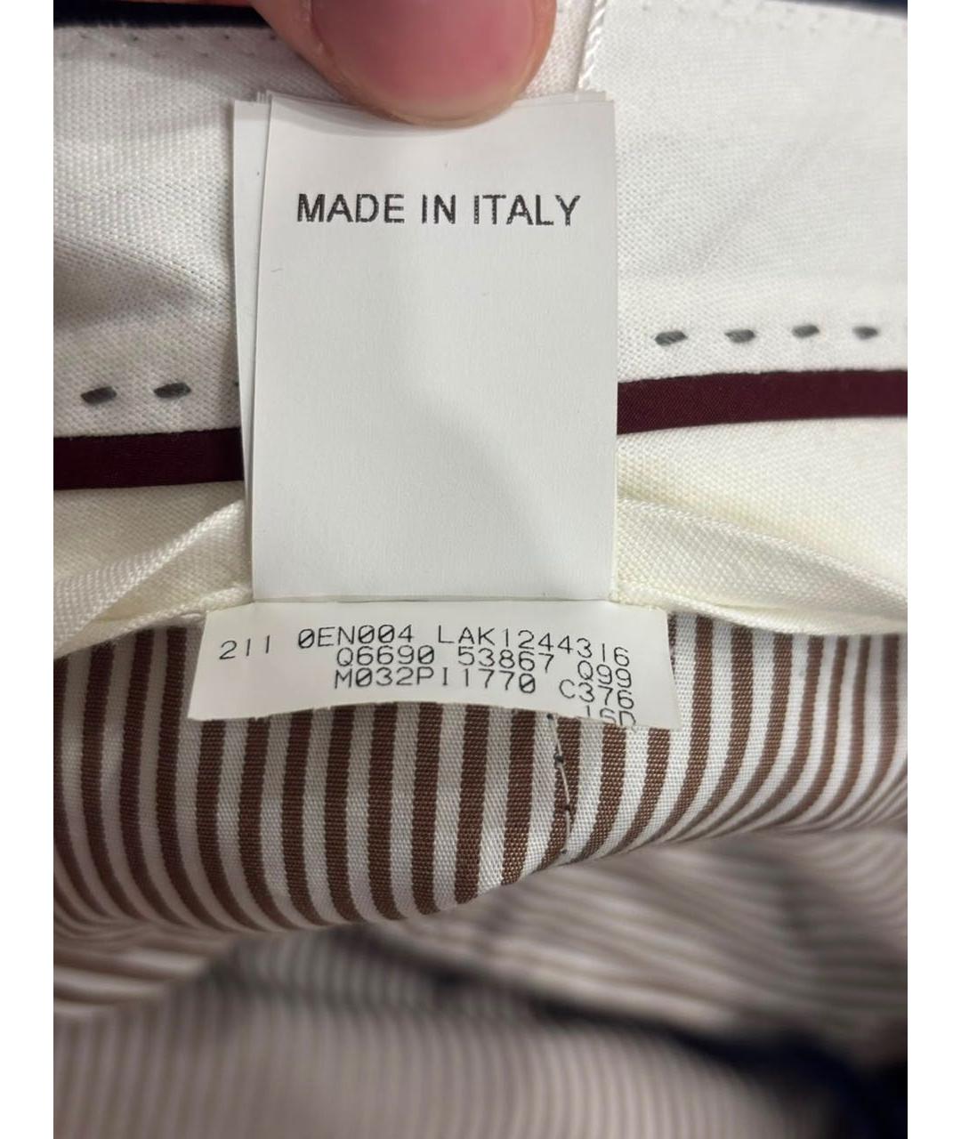BRUNELLO CUCINELLI Темно-синие шерстяные классические брюки, фото 4