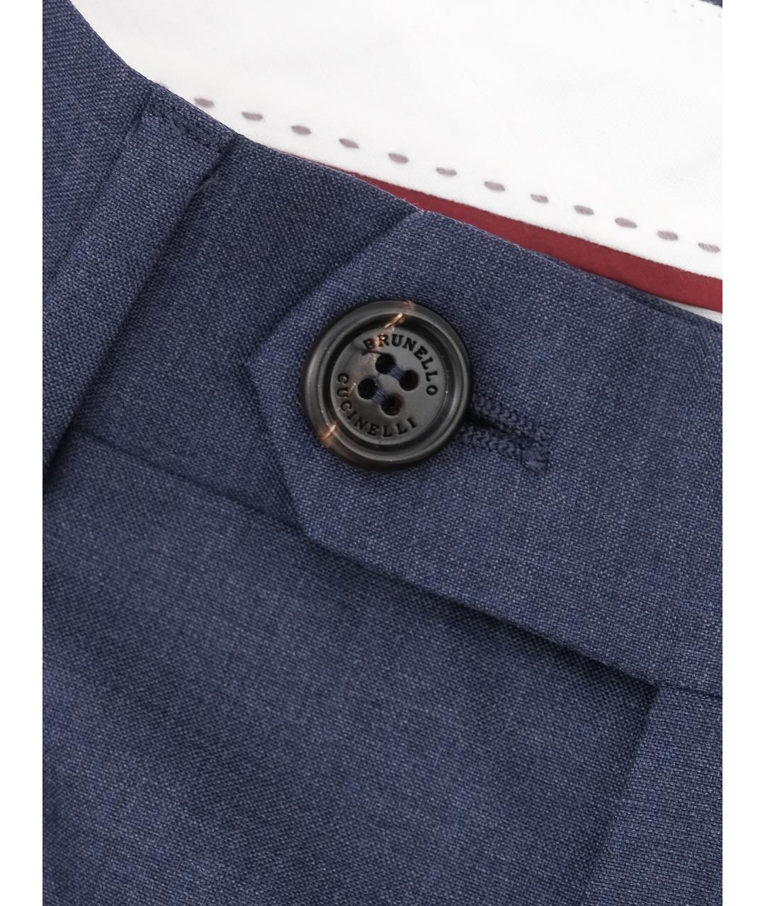 BRUNELLO CUCINELLI Темно-синие шерстяные классические брюки, фото 2