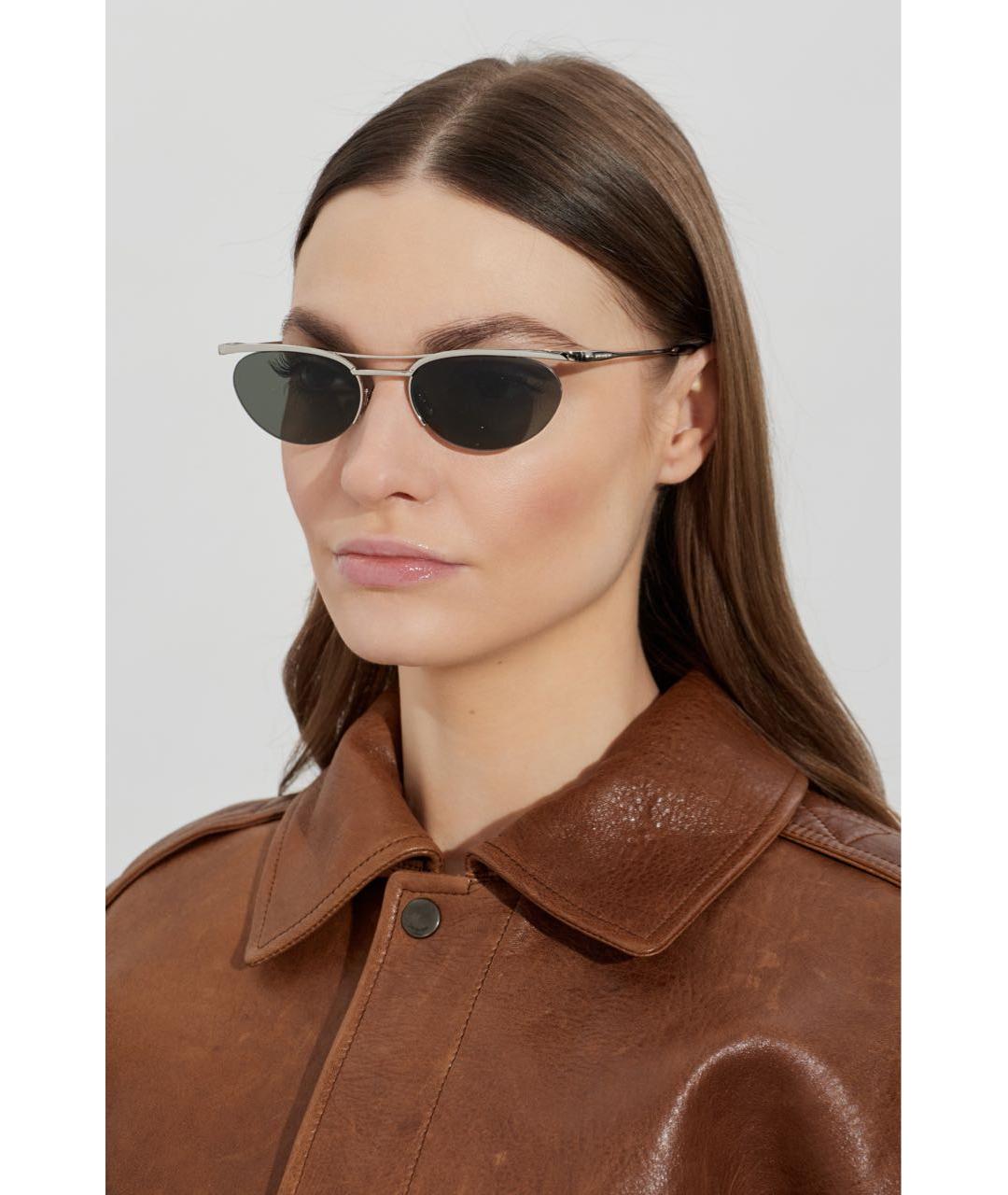 SAINT LAURENT Серебряные металлические солнцезащитные очки, фото 4