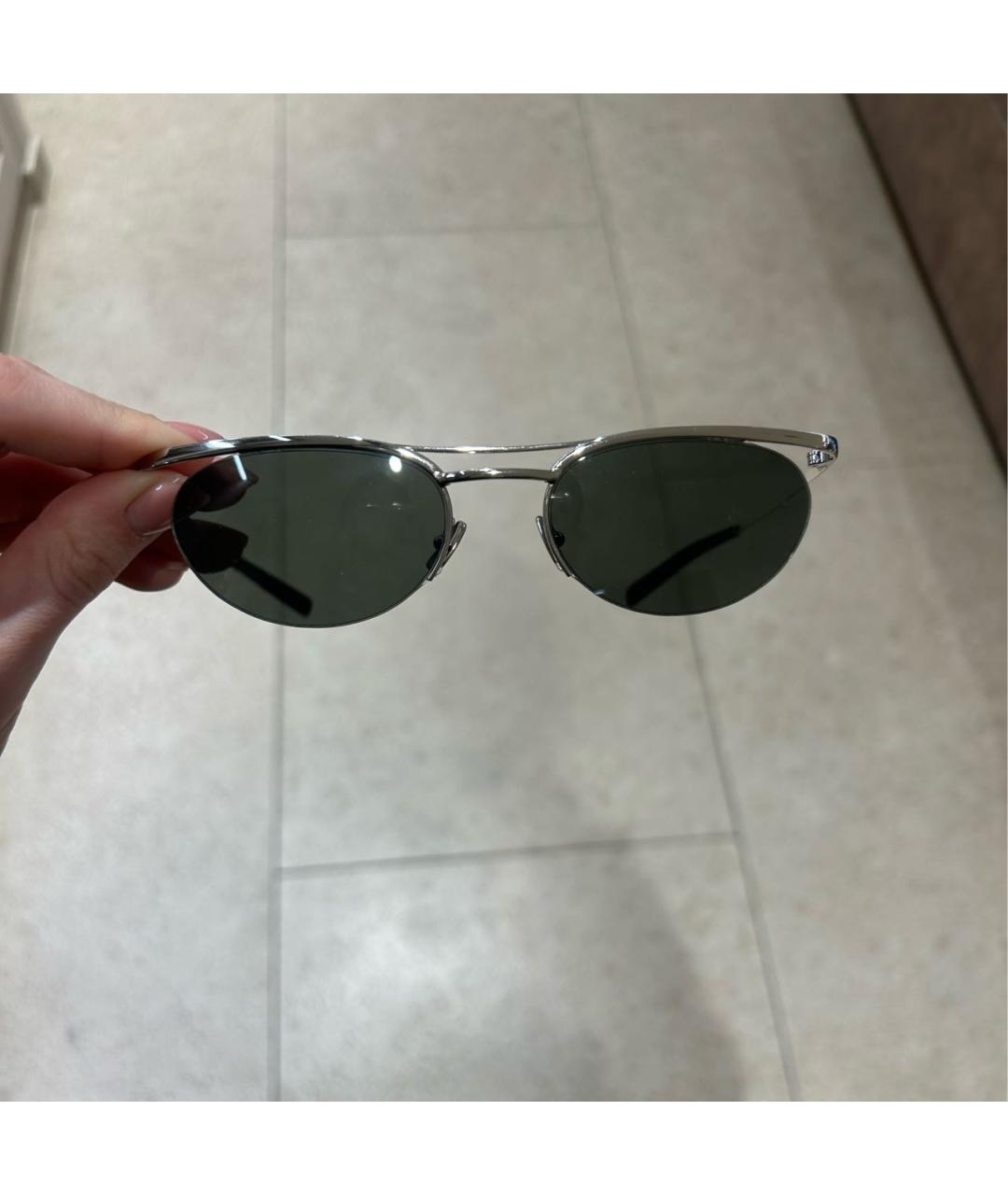 SAINT LAURENT Серебряные металлические солнцезащитные очки, фото 6
