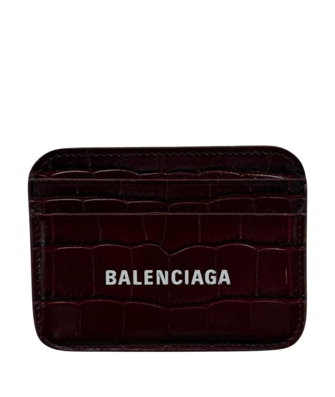 BALENCIAGA Бордовый кардхолдер из лакированной кожи, фото 1