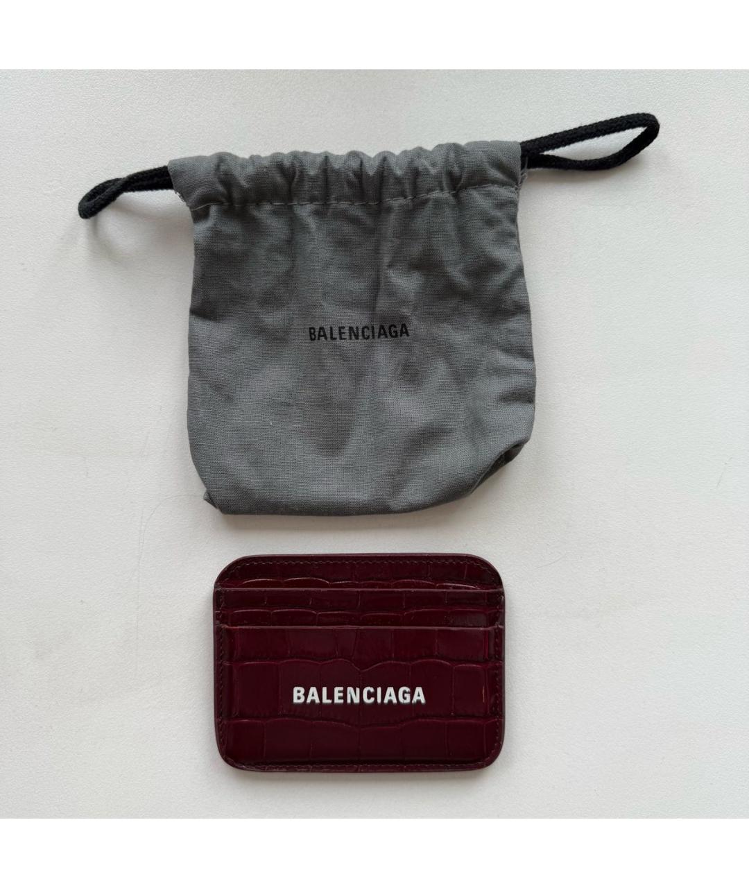 BALENCIAGA Бордовый кардхолдер из лакированной кожи, фото 3