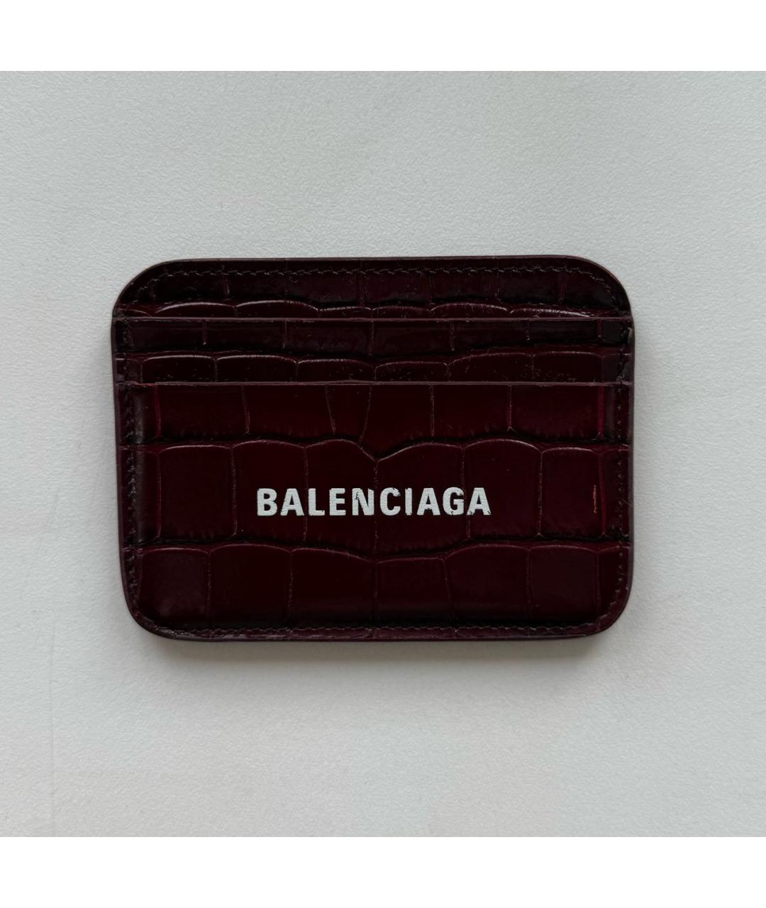 BALENCIAGA Бордовый кардхолдер из лакированной кожи, фото 5