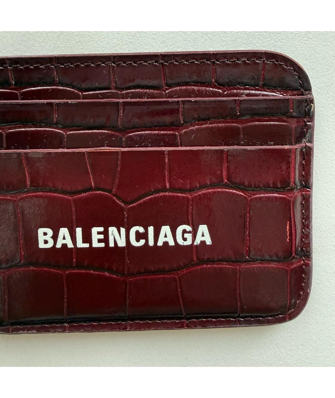 BALENCIAGA Бордовый кардхолдер из лакированной кожи, фото 4