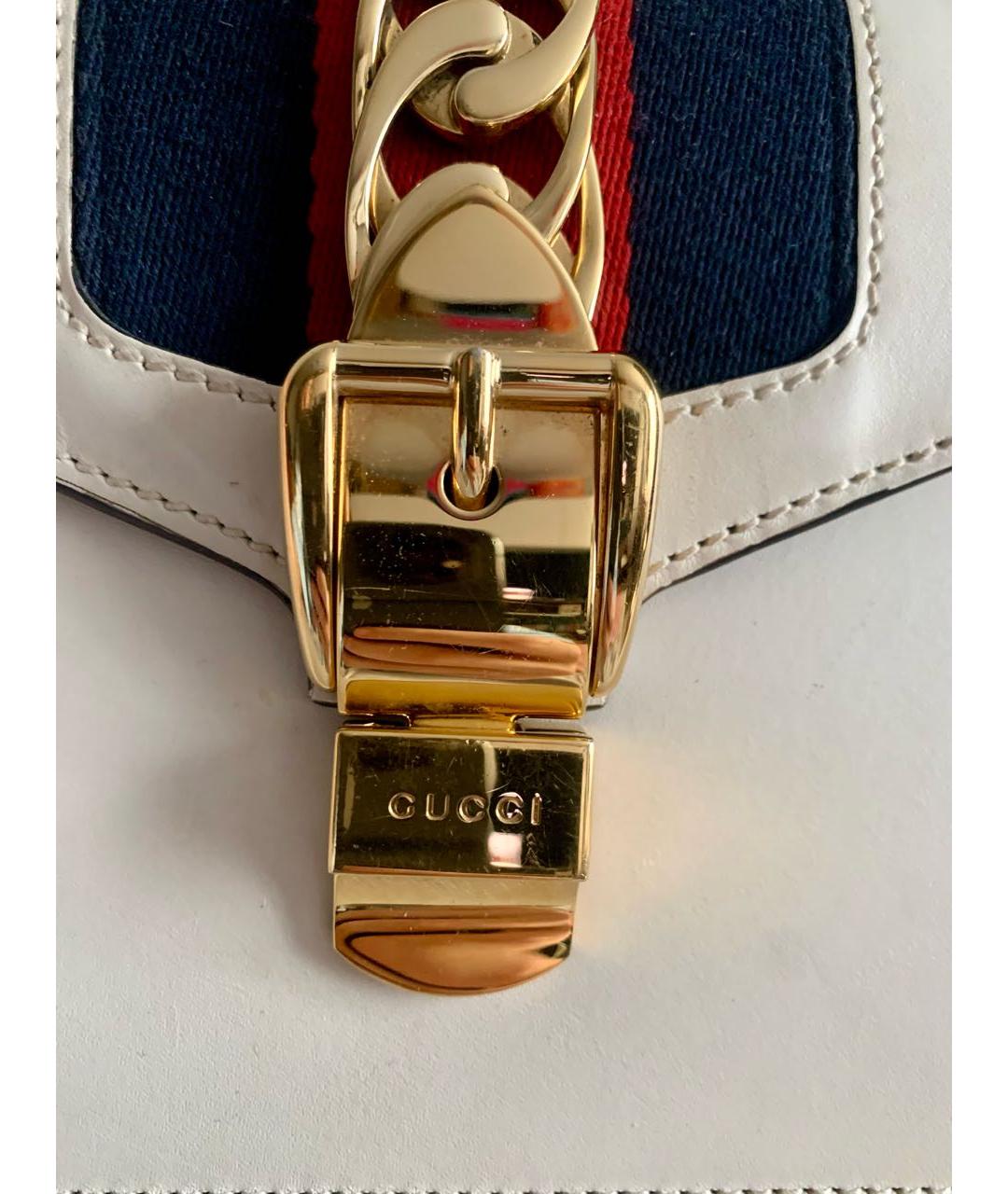 GUCCI Белая кожаная сумка через плечо, фото 6