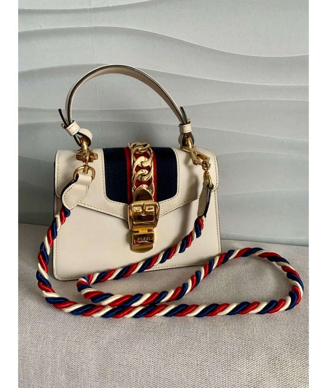 GUCCI Белая кожаная сумка через плечо, фото 7