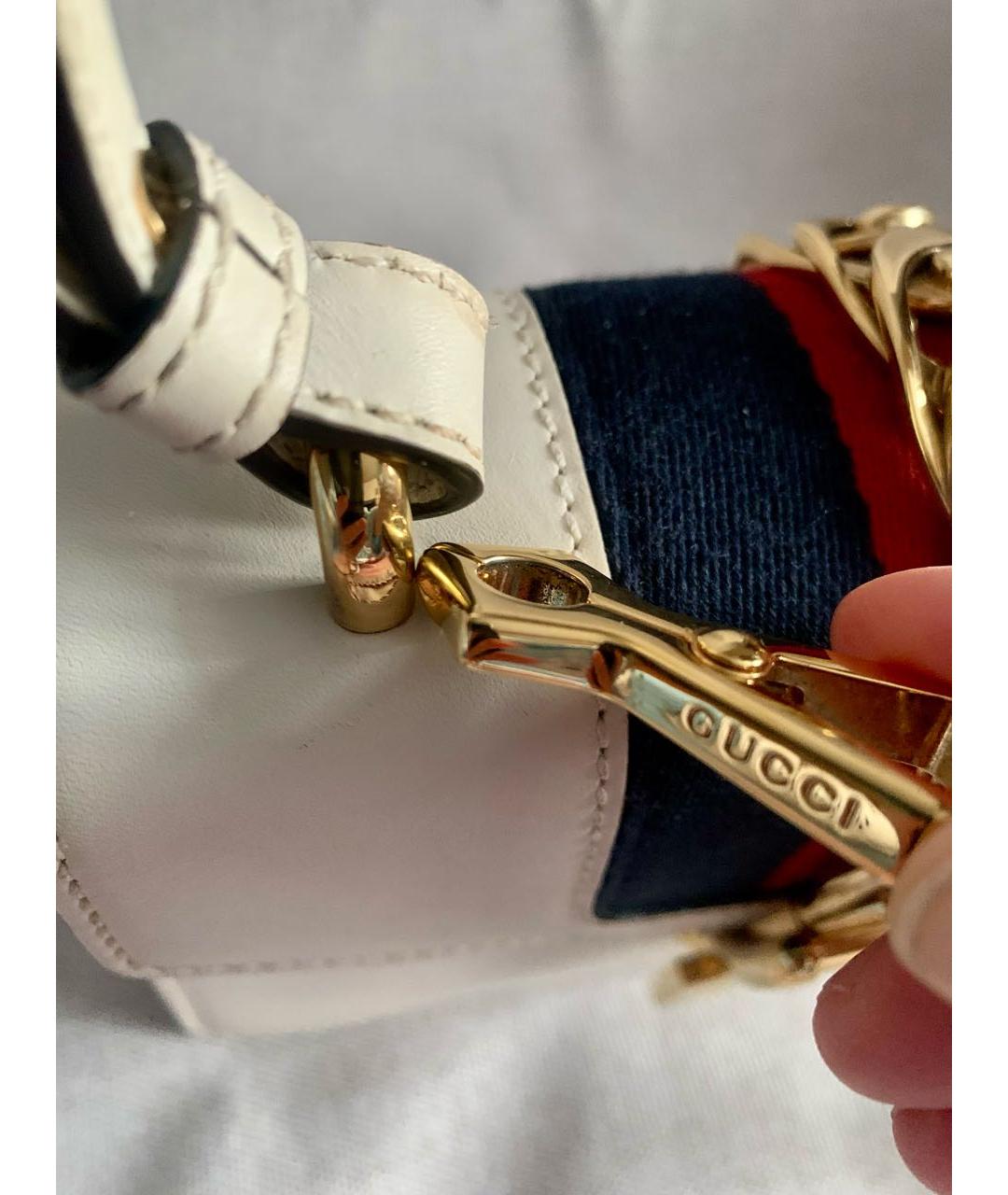 GUCCI Белая кожаная сумка через плечо, фото 8