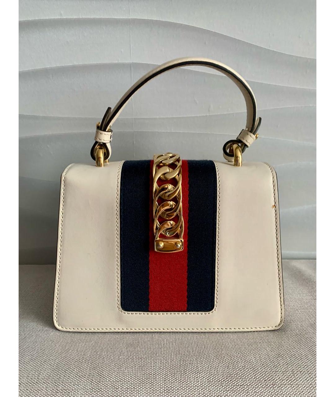 GUCCI Белая кожаная сумка через плечо, фото 3