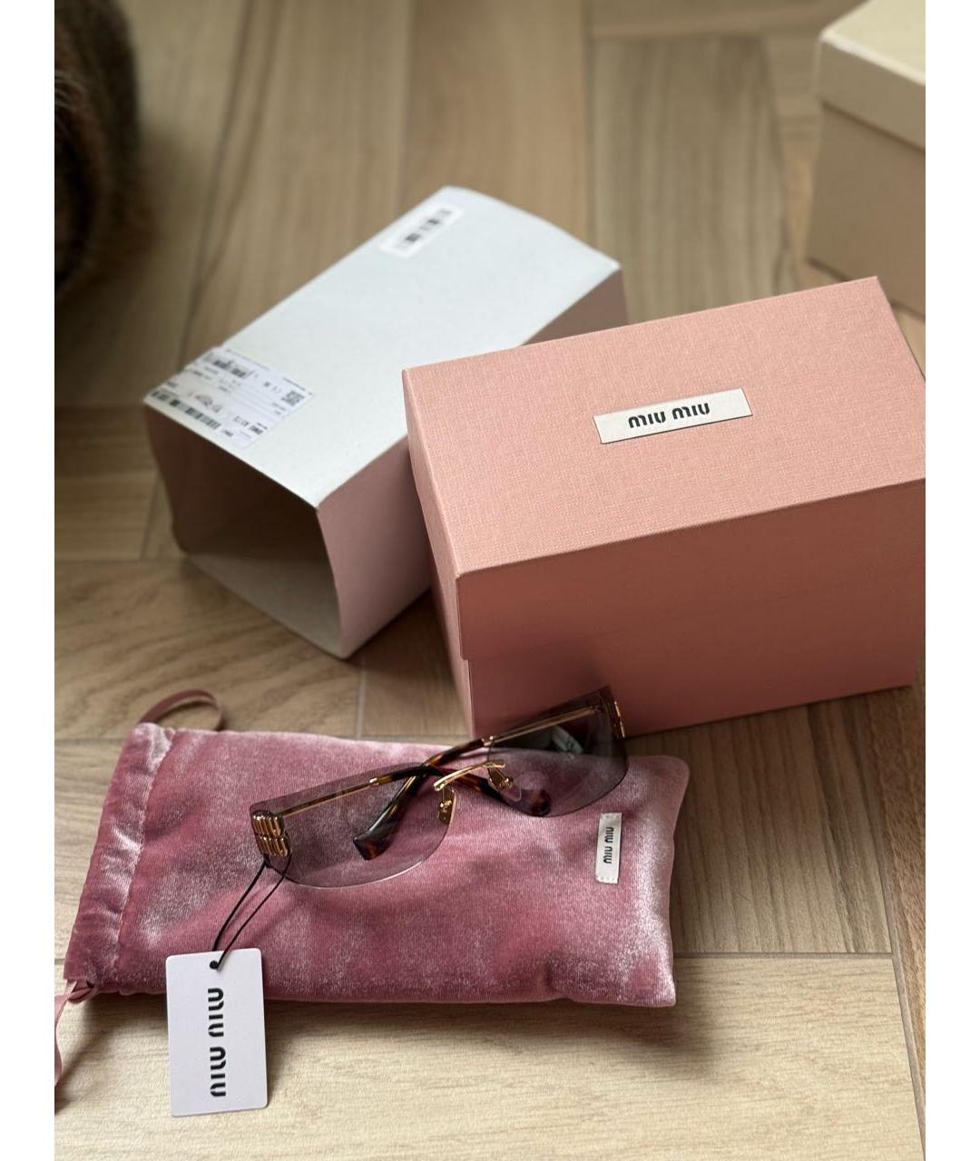 MIU MIU Золотые металлические солнцезащитные очки, фото 2