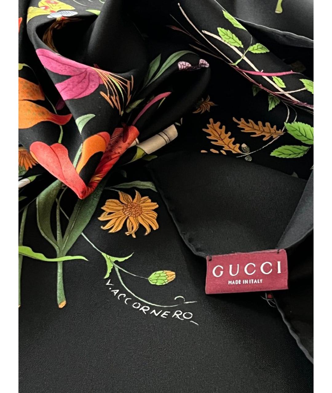 GUCCI Черный шелковый платок, фото 4
