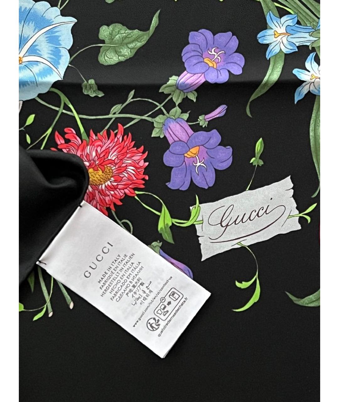 GUCCI Черный шелковый платок, фото 5