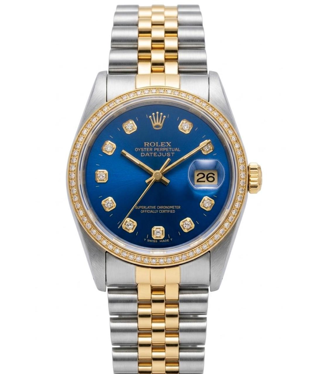 ROLEX Синие часы из желтого золота, фото 1